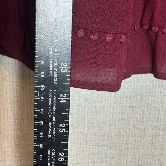 Old Navy Womens Burgundy Peasant Cottage Tassel Balloon Sleeve Blouse small - Picture 8 of 9
